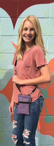 Short Zip Phone Bag - Wristlet Converts to Cross Body Purse - Pastel Swirls Fabric