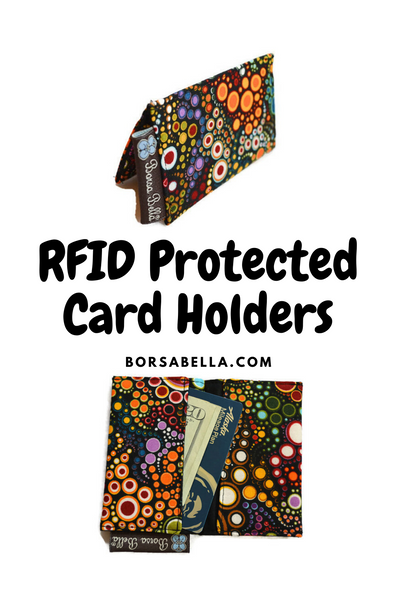 Card Holder RFID Protected -   Blue Kraken Fabric