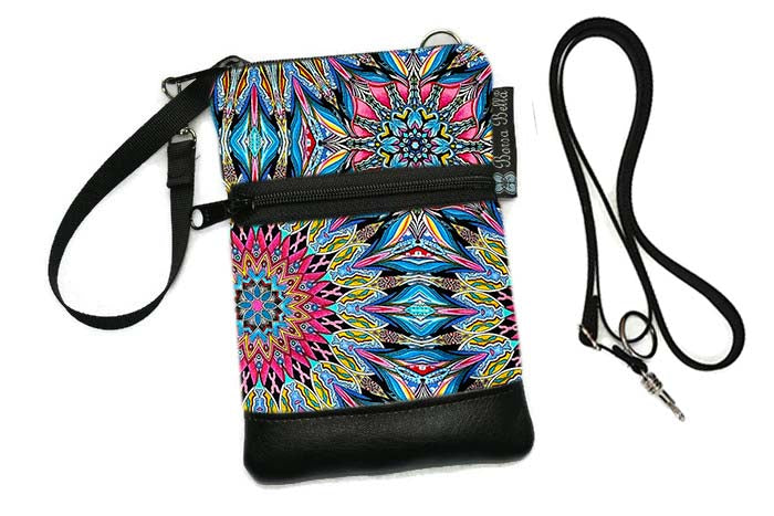 Short Zip Phone Bag - Wristlet Converts to Cross Body Purse - Rio Fabric