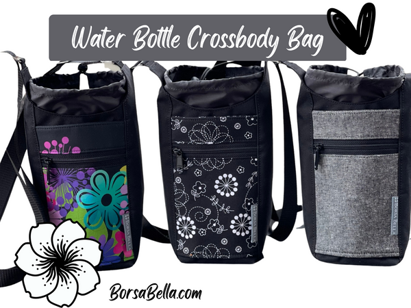 Water Bottle Crossbody Bag - Day Drinker - Purple Dazzle Pocket