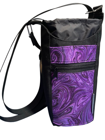 Water Bottle Crossbody Bag - Day Drinker - Purple Marble Pocket