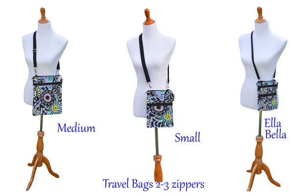 Travel Bags Crossbody Purse - Cross Body - Faux Leather - Tablet Purse -  Ocean Blues Fabric