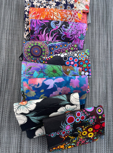 Small Slim Wallet - Light Weight - Added RFID Fabric - Blue Batik