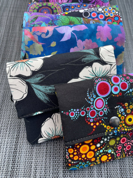 Small Slim Wallet - Light Weight - Added RFID Fabric - Glorious Dots Fabric