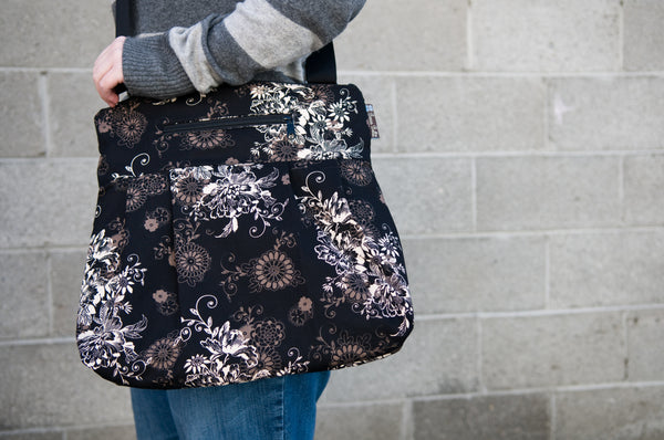 Hobo Purse Cross Body - Shoulder Bag -Black Beauty Fabric